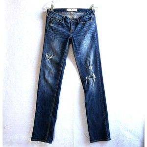 Hollister Womens Size 5R W27 L32 Jeans Blue Denim Dark Wash 5 Pockets Ripped